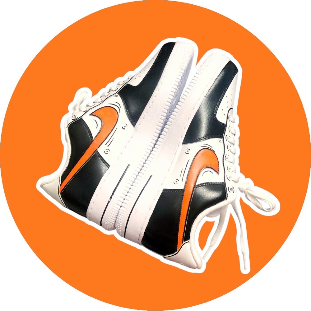 Nike Painted Custom Air Force One Nike AF1 Stylish Cool Trending Orange Black